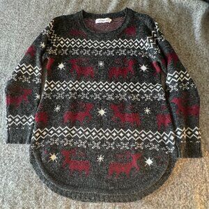 Holiday Reindeer Pullover Tunic Length Sweater Women's Size M